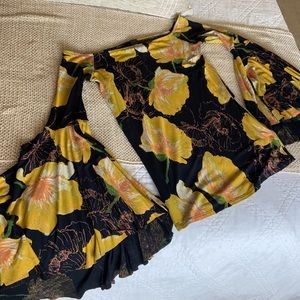 Free People floral bell sleeve shirt